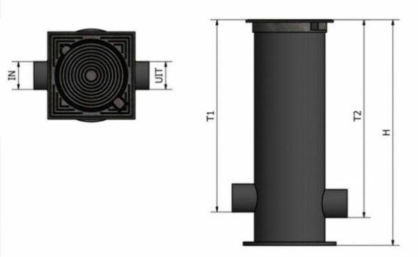 Controleput HDPE 250 mm met uitloop 110 mm A15 - Afbeelding 2