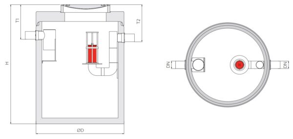 Olie benzine afscheider 1.5 liter 600 D400 - Afbeelding 2